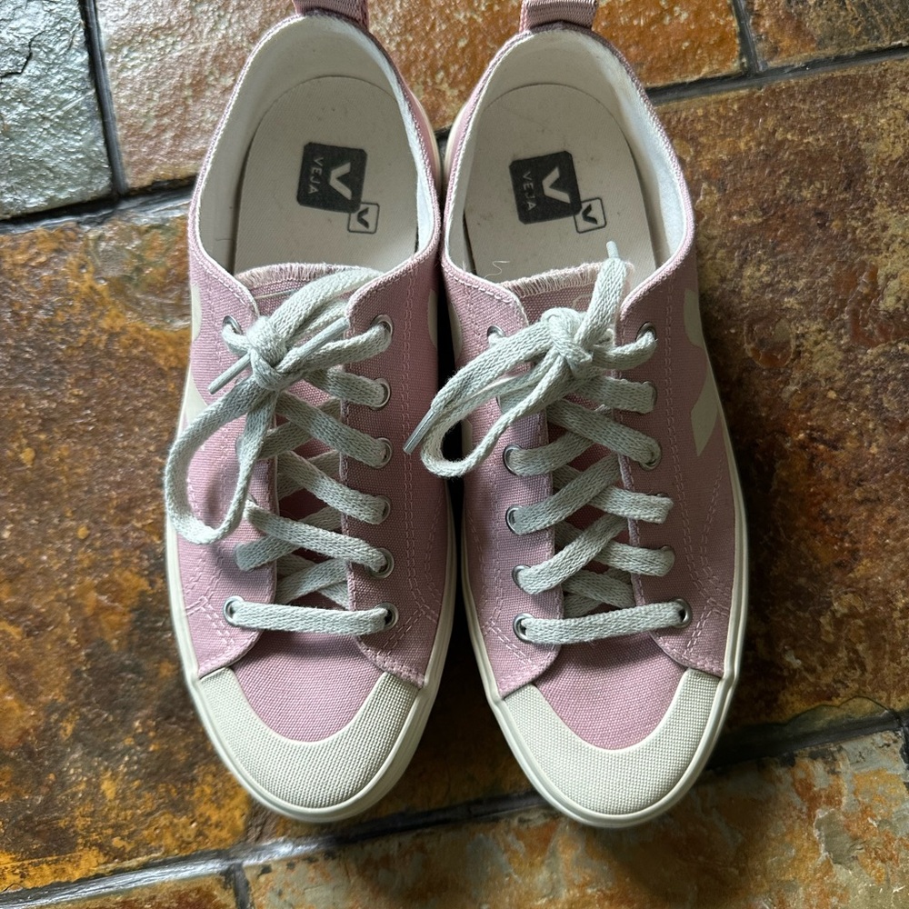 Veja Blush Canvas Sneakers with White Trim